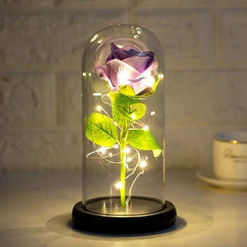 De simulare a Crescut de Lumină LED-uri Conservate cu Capac de Sticla de Plastic de Bază Cadou Creativ Decor pentru Ziua Îndrăgostiților