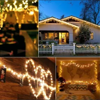 10M/100 20M/200 Ornamente de Crăciun LED Înstelat Șir de Lumini de Energie Solară rezistent la apa Sârmă de Cupru pentru Petrecerea de Nunta Decor 6 culori