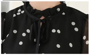 Sifon femei topuri și bluze de moda de primăvară 2019 îmbrăcăminte de imprimare camasi femei vintage cu buline feminin bluza neagra 1873 50
