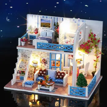 12 stil 3D din Lemn Miniaturas Mobilier casă de Păpuși Kit de Jucarii pentru Copii, Cadouri DIY Mobilier Casa Papusa Diy in Miniatura