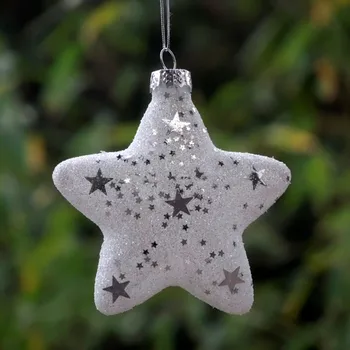 Diametru=8cm 16pcs/pachet cu Dungi Sticlă Minge de Crăciun cu Interior Chip de Sticlă Decorative din Sticla Star Ziua de Crăciun Pandantiv