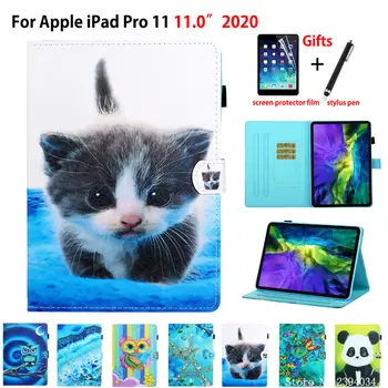 Pentru iPad Pro 11 2020 Inteligente Caz Acoperire Funda Pentru iPad Pro 11 inch 2020 Tableta Moda Pisica Print din Piele PU Coajă Coque +Cadou