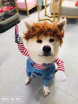 De Halloween, Crăciun, Amuzant animale de Companie Câine Haine Costume de Cuțit Ucigaș Papusa Mici Mijlocii Câine Rândul său Amuzant Pisica animale de Companie Haine