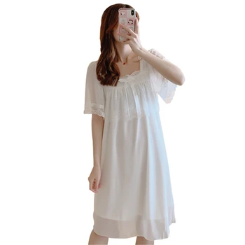 Elegant nou pijamale vară cu mânecă scurtă ochiurilor rochie dulce curtea stil coreean versiune de dantela vrac serviciu acasă пижама 2020