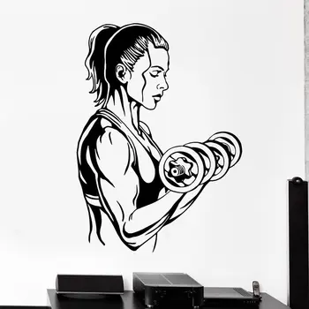 Fitness Decal Sală de fitness Gantera Autocolant Body-building Postere de Perete de Vinil Autocolante Murale de Fitness Cuvinte Crossfit Decal Musculare Sport Autocolant
