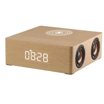 Retro Lemn Multifunctional Bluetooth Speaker-Ceas Cu Alarmă Fără Fir Încărcător Sunet Coloana Subwoofer De Muzică De Sunet Surround