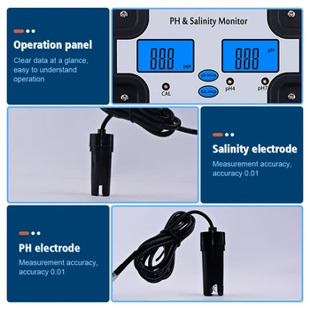 PH-2685 PH & Salinitate Monitor 2 in 1 Ph-Metru&Salinitate Tester pentru Acvariu Piscina Spa cu Apa de mare Horticole UE Plug