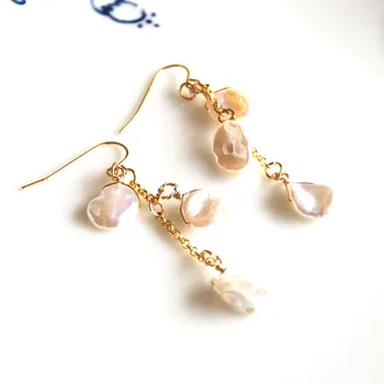 Culoare de aur moda bijuterii legăna cercei handmade naturale de apă dulce pearl pentru femei cadou transport gratuit