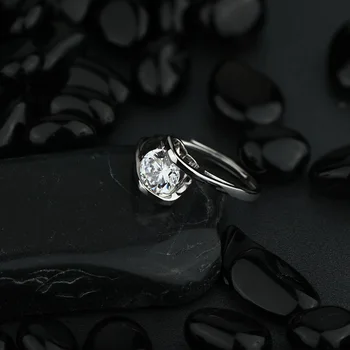 Knobspin Argint 925 Gol în formă de Inimă Ridicat de Carbon Diamant Deschiderea Inele Reglabile Dragoste Pentru Femei Bijuterii Fine