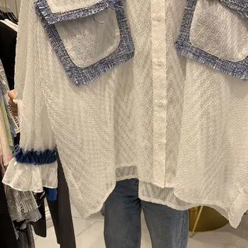 Blusas verano mujer de vară 2020 coreean haine de moda șifon cardigan supradimensionat maneca lunga top casual cămașă bluză albă
