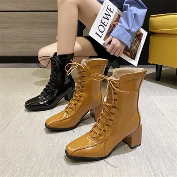 Femei Glezna cizme de piele toamna iarna 2020 scurt de moda a Subliniat indesata pantofi anti-alunecare rezistent la apa de înaltă calitate din piele de boot