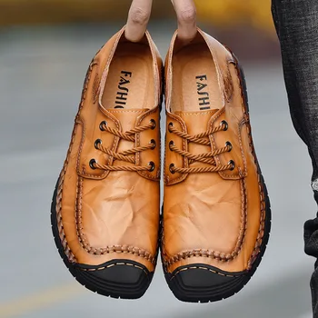 2019 Barbati pantofi Casual Pantofi pentru Bărbați Apartamente Moale Respirabil piele naturala de Dimensiuni Mari 38 La 46 De Om