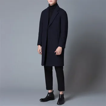 Haină de Lână pentru bărbați mediu-lung coreean business casual dublu cald care se confruntă costum canadiană îngroșat haina