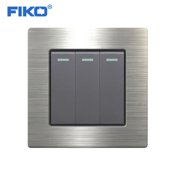 FIKO întrerupător de perete putere comutator de lumină 3 deschideți control dublu ,16A 250V uz Casnic din oțel inoxidabil panou comutator de lumină 86*86m