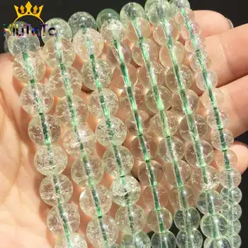 Verde Spart Piatră de Sticlă Cristal Margele Rotunde Liber Margele Spacer Pentru a Face Bijuterii DIY Brățară Colier Farmece 15