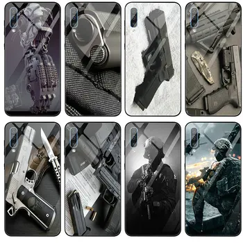 Armata Fan arme Arme Sticla Cazuri de Telefon pentru Samsung Galaxy A6 A8 A9 A10 A20 A30 A40 A50 A70 A80 A90 S8 S9 S10 Plus