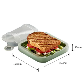 Sandwich Toast Cutie Bento Silicon Reutilizabile Snack Box Portabil Sigilat Cutie De Prânz Student Lucrător De Birou Container Prânz