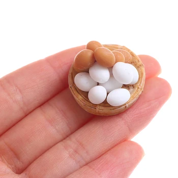 1Set Nou 1:12 Scară casă de Păpuși în Miniatură Accesorii Bucatarie Alimente Mini Ou cu Ou Coșuri pentru Casa Papusa Joc de Gatit mancare