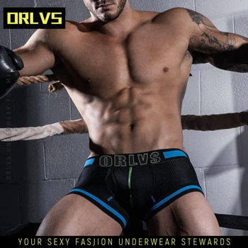 ORLVS Bărbați Chiloți Boxer OEM Nou de Lenjerie de corp pentru Bărbați Lenjerie Body cu penisul lenjerie intima barbati Boxeri ochiurilor de Plasă Respirabil 3D Husă de Chiloți