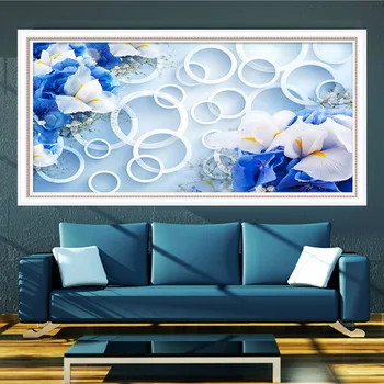 TV de perete de fundal 3D de flori tapet non-țesute imagini de fundal murală living mare pictură murală albastru fantezie de moda