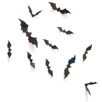 12pcs Trei-dimensional Bat Autocolant de Perete Decor de Halloween