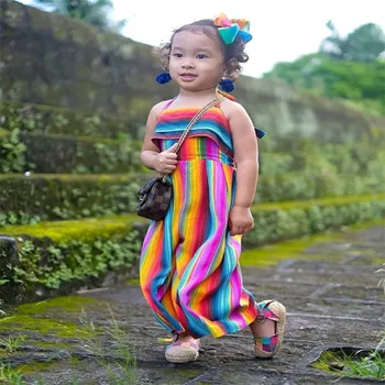 PUDCOCO Moda cu Dungi Copil Copil Copil Fata Romper Harem Pantaloni Salopeta Costum de Haine