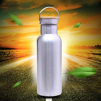 18oz 500ML din Oțel Inoxidabil Sticle Perete Dublu, Izolate sub Vid Sticle de Apă Balon Cana Cana Pahar cu Bambus Capac BPA Free