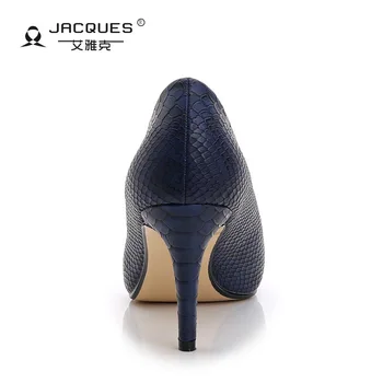 Femei Pantofi cu Tocuri Înalte, rochie din piele pompe de pantofi Doamnelor Subliniat Deget de la picior Elegant Munca Albastru Pompe de pantofi din Piele naturală pentru femei
