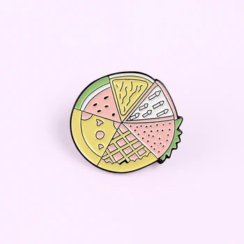 XEDZ Desene animate pepene verde fructe dragon fruit pizza platou email gourmet pin copii, haine din denim rever pandantiv bijuterii cadou