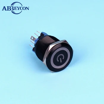 Moment 22mm inel și puterea logo-ul led iluminat negru anodizat buton comuta 22mm metal motor de masina de la comutatorul de pornire