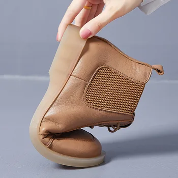 PEIPAH Femei Iarna Fund Moale Martin Cizme Pentru Femei Casual din Piele Chelsea Boot de sex Feminin Elastic Glezna Pantofi Handmade