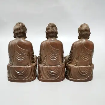 Chinezii de cupru veche statuie din cupru Pur Cupru Trei comori Buddha se Închine lui dumnezeu