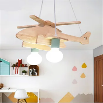 Nordic din lemn masiv camera copiilor lumină macaron băiat de avion lampa creative restaurant lumini lumini pandantiv copii lampa LU807148