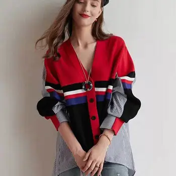 Toamna femei ușoare noi mature vânt leneș liber tricotaje jacheta coreean de top de sex feminin de cusut