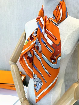 90cmScepterLuxury Brand Esarfa Femei Diagonal Eșarfă de Mătase Pătrat Foulard Bandană Design Manual de Capul Buclat Hijab Eșarfe Pentru Femei