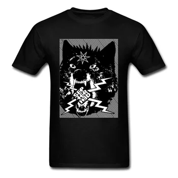 Street Style T-shirt pentru Bărbați Vrăjitoare Lup Bumbac Tricou Vintage Alb-Negru Topuri Slim Fit Antrenament Tricouri Personalizate Pentru Iubit Cadou
