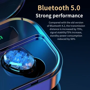 M7S V5.0 Bt Wireless Căști Tws Cască Putere Led Sport Stereo Căști Impermeabil Cu Cască Cu Încărcare Cutie