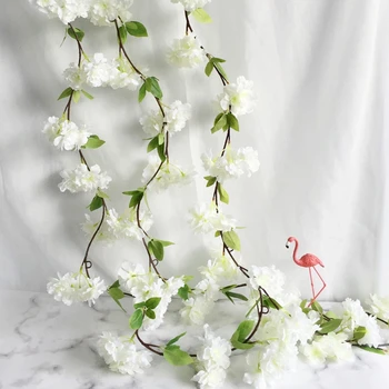 Decor De Nunta Sakura Cherry Rattan Boltă De Viță De Vie Flori Artificiale Petrecere Acasă Decor De Mătase Ivy Agățat De Perete Garland Ghirlandă