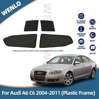 Magnetic Auto Parasolar geamuri Laterale Pentru Audi A6 C6 2004-2011 Sedan Auto Plasă de Soare-dovada Acoperi