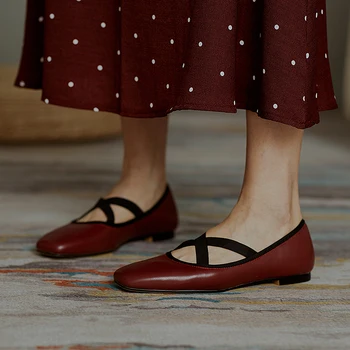 Primăvara anului 2020 nou din piele cap pătrat plat pantofi de sex feminin temperament simplu Mary Jane pantofi confortabil Z840