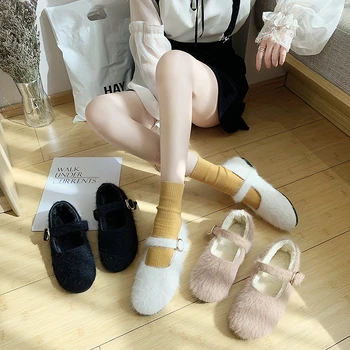 2019 Moda Toamna și iarna pantofi mazăre Cataramă pantofi versiunea de sex feminin, plus catifea Ține de cald confortabil pantofi pentru femei U16-88