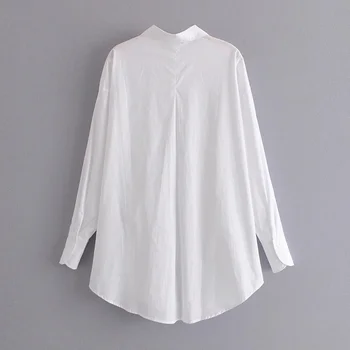 2020 Toamna Alb Bluza Lunga Femei Singure Pieptul Supradimensionate Bluze Topuri Prietenul Tricouri Moda Streetwear Plus Dimensiune OL Topuri