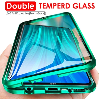 Magnetice de Adsorbție Sticlă Telefon Caz Pentru Xiomi Redmi Note 8Pro 9SE Mi10 K30 360 Complet Capacul Metalic Dublu Partea de Sticla Flip
