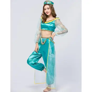 2020 M-2XL Sexy Lampa lui Aladdin Costum Printesa Jasmine Fusta Exotice Rol Halloween Cosplay Uniforme Pantaloni Sacou Cu Frizură