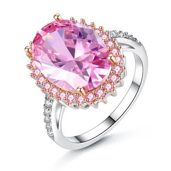 De lux Elegent Roz& Galben de Cristal Inel de Nunta pentru Femei Bijuterii de Lux
