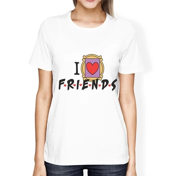 Lus Los iubesc PRIETENII Scrisoarea Imprimate Tricou Femei Casual Alb Tricou Harajuku Grafic Tees T-shirt de Vara