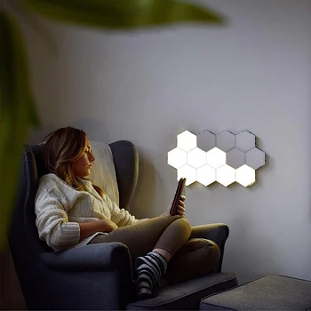 Quantum Touch Lumina Senzor Lumini de Noapte cu LED Hexagon Lumina Magnetic de Modulare atinge Lampa de Perete Creative Decor Acasă lampă de Noapte