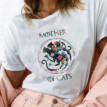Mama de Pisici Tricou pentru Femei de Imprimare de Flori Dracarys Dragon T-shirt Harajuku Grafic Teuri Vogue Estetice Gotic Topuri