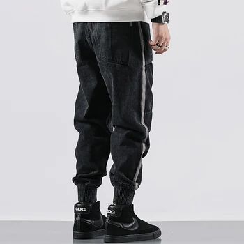 Moda Streetwear Bărbați Jeans Loose Fit Stripe Designer De Pantaloni Harem Blugi Barbati Stil Japonez Hip Hop Joggeri Blugi Homme