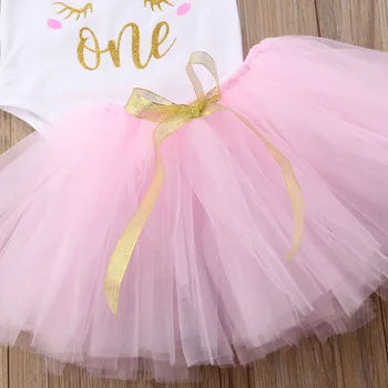 2019 Emmababy Nou Drăguț Nou-născut Copil Fete pentru Copii Unicorn Romper Tutu Rochie Mini 3Pcs Costum de Haine